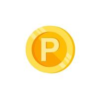 P, letter, coin color vector icon