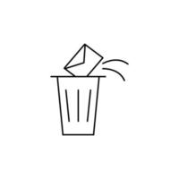 Trash, letter, envelope, vector icon