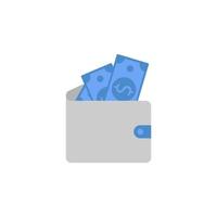 moneda, billetera, finanzas, dinero, bancario dos color azul y gris vector icono
