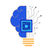 ai processore con cervello e circuito nel leggero lampadina. png