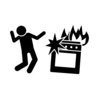 Gas stove explosion with man vector icon