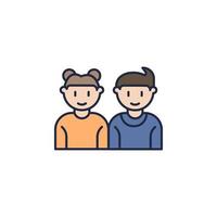 brother and sister cartoon vector icon