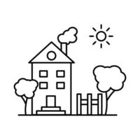 House in the village line, outline vector sign, linear style pictogram vector icon