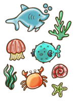 Cute Sea Animal Icons Wallpaper png