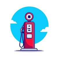 Gas Station Cartoon Vector Icon Illustration. Transportation Object Icon Concept Isolated Premium Vector. Flat Cartoon Style