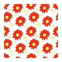 vector illustration of red flower pattern with a yellow flower in the middle. in retro style