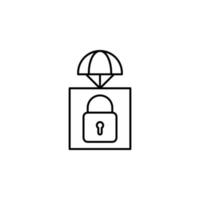 parcel with lock field outline vector icon