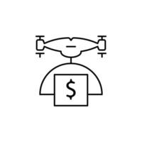 drone with money field outline vector icon