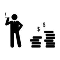 Businessman smoking money rich vector icon