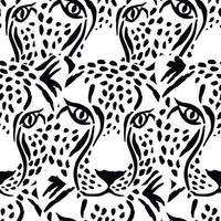 pattern seamless with leopard print and leopard heads vector