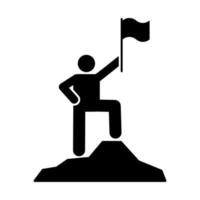 Man adventure flag mountain vector icon