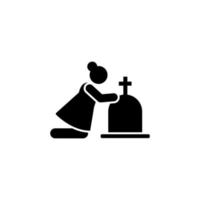 Woman widow funeral weep vector icon
