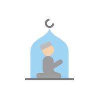 Muslim man praying mosque vector icon