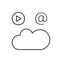 Cloud computing, play, mail vector icon