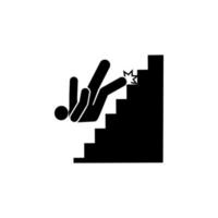 Man, down, fall, stairs vector icon