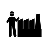 Building, factory, man, job vector icon