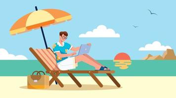 Freelancer on Beach vector