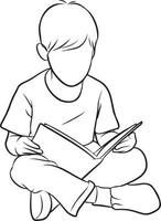 Student Reading Book and Learning. vector