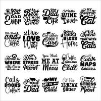 Cat quote bundle design for t-shirt, cards, frame artwork, phone cases, bags, mugs, stickers, tumblers, print etc. vector