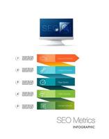 Infographic template for Search Engine Optimization metrics business on screen computer Level Modern Sales diagram, infographic easily change title to use for presentation data report or progress. vector