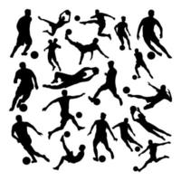 Silhouette soccer players package ball skills football vector