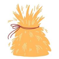 Haystack. Dry grass, farm fodder bundles. Bale of hay Dried haystack, fodder straw and farm haystacks vector cartoon illustration isolated on the white background.
