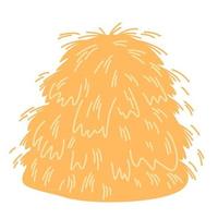 Haystack. Dry grass, farm fodder bundles. Bale of hay Dried haystack, fodder straw and farm haystacks vector cartoon illustration isolated on the white background.