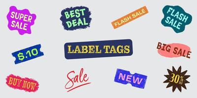 Set of sales tags and labels creative handrawn, Sell quality tags and labels, Shopping banner template vector