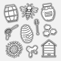 Set of honey stickers or patches. vector