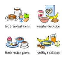 diferentes variaciones de desayuno. vector