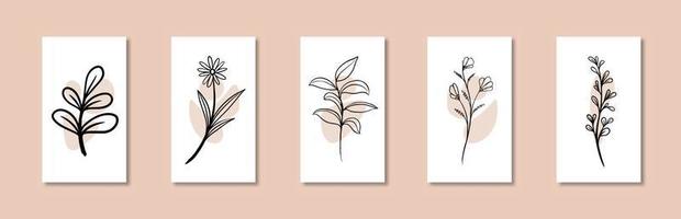 Floral botanical line art vector poster for wall decoration