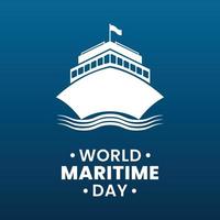 Vector illustration of ship on blue background, as a banner or template for world maritime day.