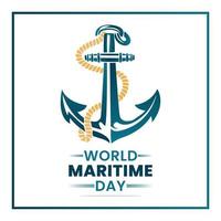 Vector illustration of ship's anchor on a white background, as a banner or template for world maritime day.