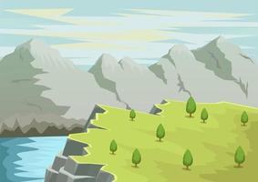 mountain flat panorama of spring summer vector