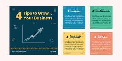 Grow your business social media post template Pro Vector