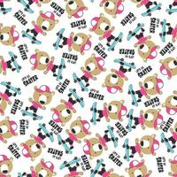 Seamless pattern with cute little monkey on skate board, For fabric textile, nursery,  and other decoration. vector