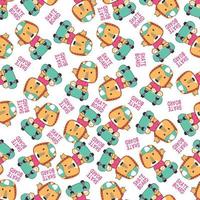 Seamless pattern with cute little monkey on skate board, For fabric textile, nursery,  and other decoration. vector