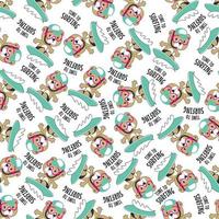 Seamless pattern of cute little animal with a surfboard, Can be used for t-shirt print, and other decoration. vector