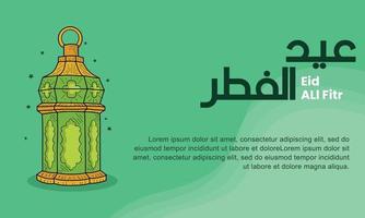 Vector design illustration of eid al fitr  with lantern and with hand draw style. Good for banner design, company greeting card, social media, flayer design