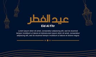 Vector design illustration of eid al fitr  with lantern and with hand draw style. Good for banner design, company greeting card, social media, flayer design