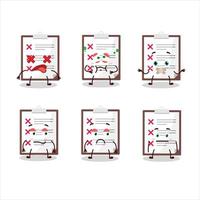 Clipboard with cross check cartoon character with nope expression vector