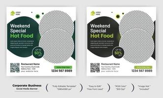 Restaurant square social media banner design template vector