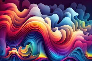 Abstract psychedelic waves, colorful gradients photo