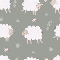 Seamless pattern with cartoon sheep. Colorful vector, flat style. baby design for fabric, print, textile, wrapper. vector