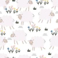 Seamless pattern with cartoon sheep. Colorful vector, flat style. baby design for fabric, print vector