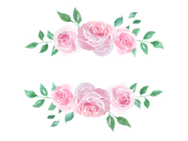 Pink rose watercolor border and frame png
