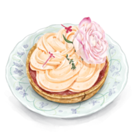 Aquarell Gemälde von Litschi Rose und Himbeere Torte png