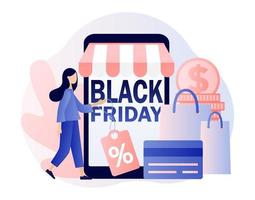 Black Friday Big Sale concept. Online shopping. Modern flat cartoon style. Vector illustration