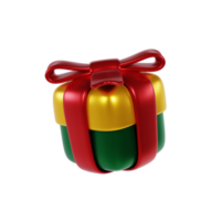 3d Illustration of a gift box with a red ribbon christmas gift png