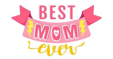 Vector vintage logo with pink ribbon for Mother's day.